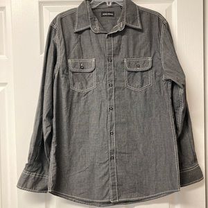 Michael Brandon, long sleeve collared button down shirt, size large
